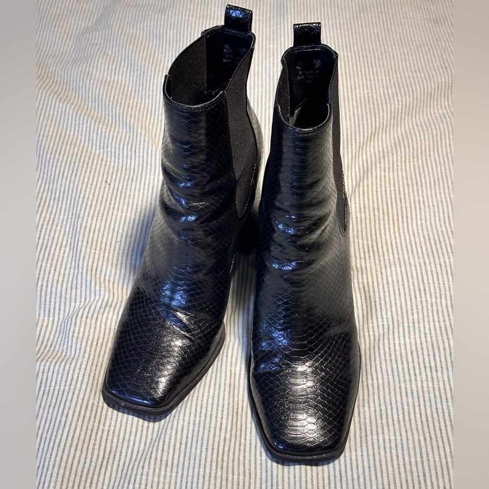 Sam Edelman black snakeskin ankle boots